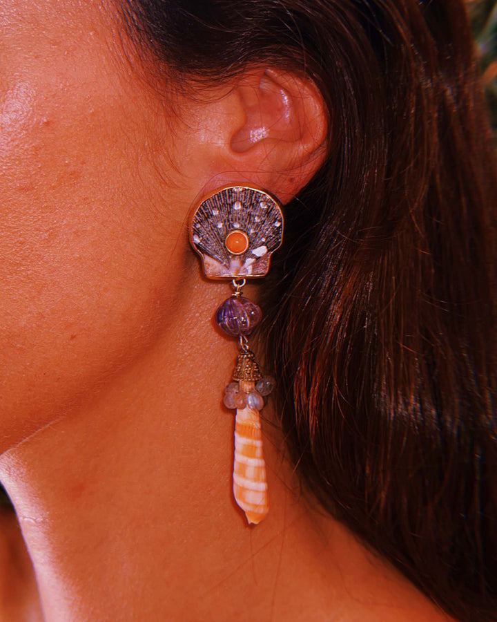 Scallop Amethyst Vermeil Earrings