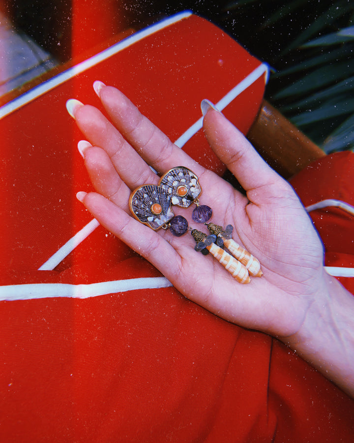 Scallop Amethyst Vermeil Earrings