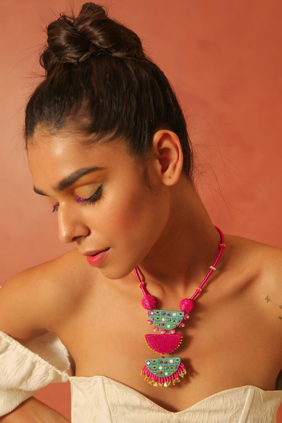 IYKYK Necklace - Pink and Sea Green