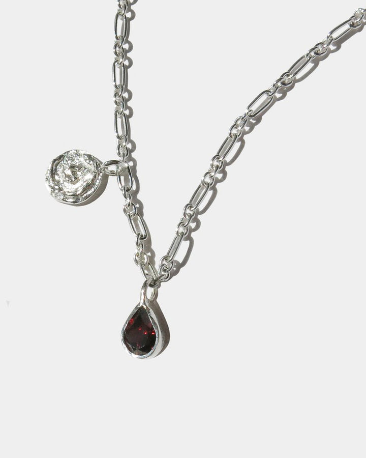 Eros necklace / garnet pendant / 925 silver