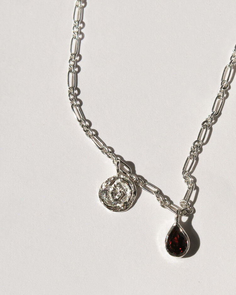 Eros necklace / garnet pendant / 925 silver