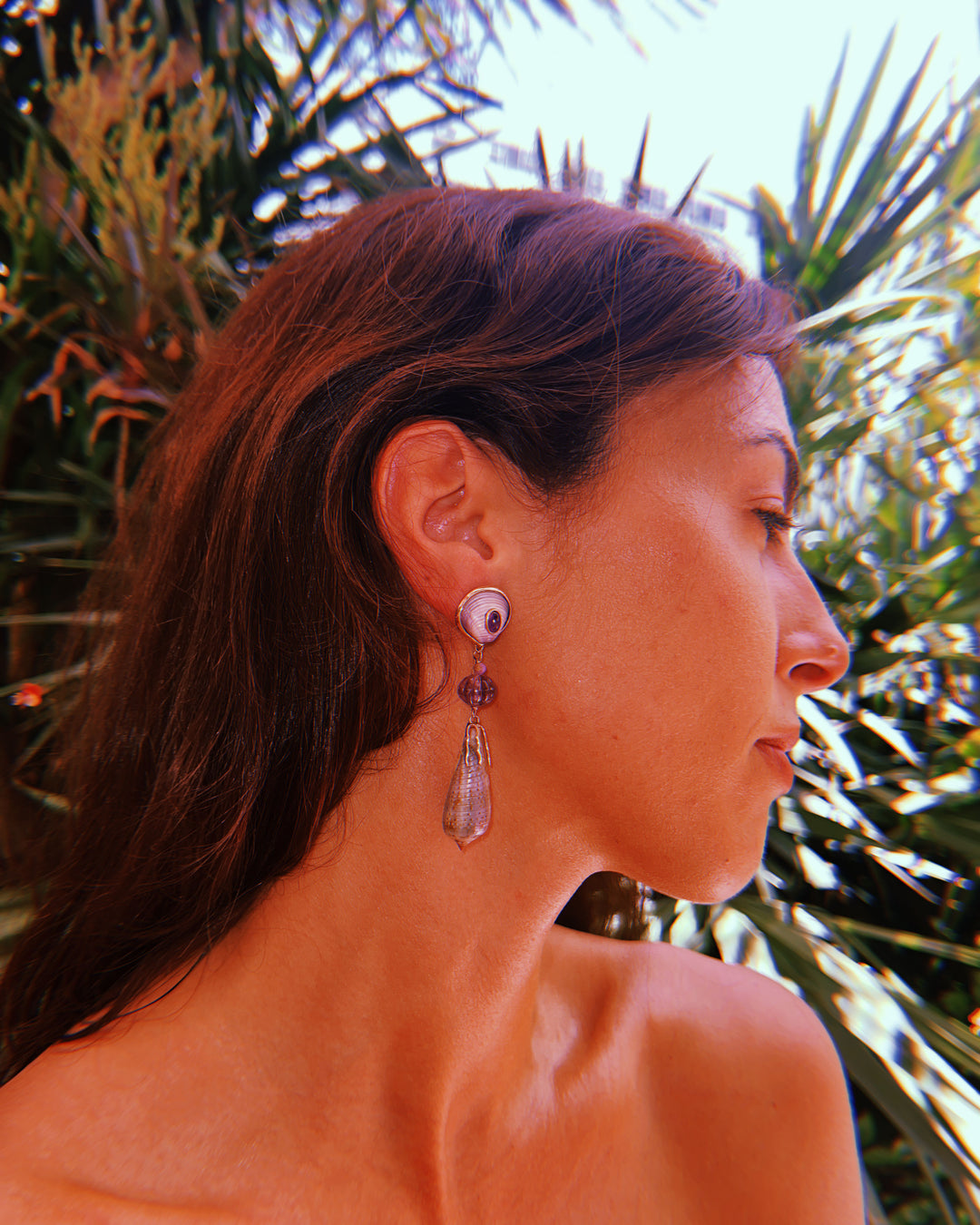 Christa Seashells Scallop & Amethyst Earrings